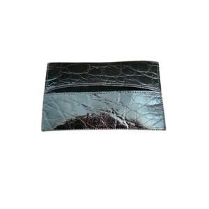 Card Wallet Money Holder Men's Crocodile Leather Caddy Deep Brown/Black
